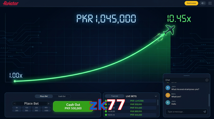 Main screen of Zk77 aviator page for PK players