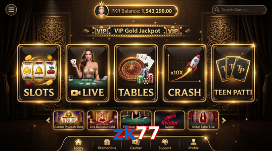 Main screen of Zk77 casino page for PK players